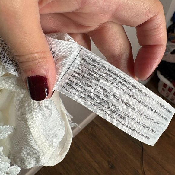 Abercrombie & Fitch White Lace Ruffle Sleeveless V Neck Mini Dress - Picture 5 of 6